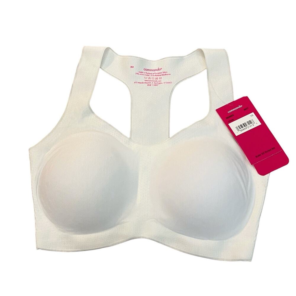 Commando Butter Bralette Racerback XS White Removable Pads Wireless Seamless